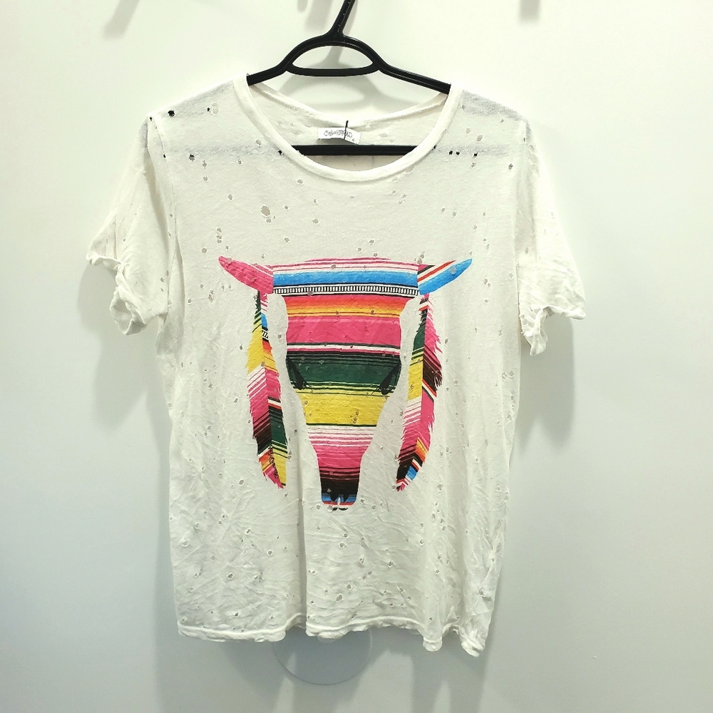 Vintage striped bull distressed Lauren moshi T NWT